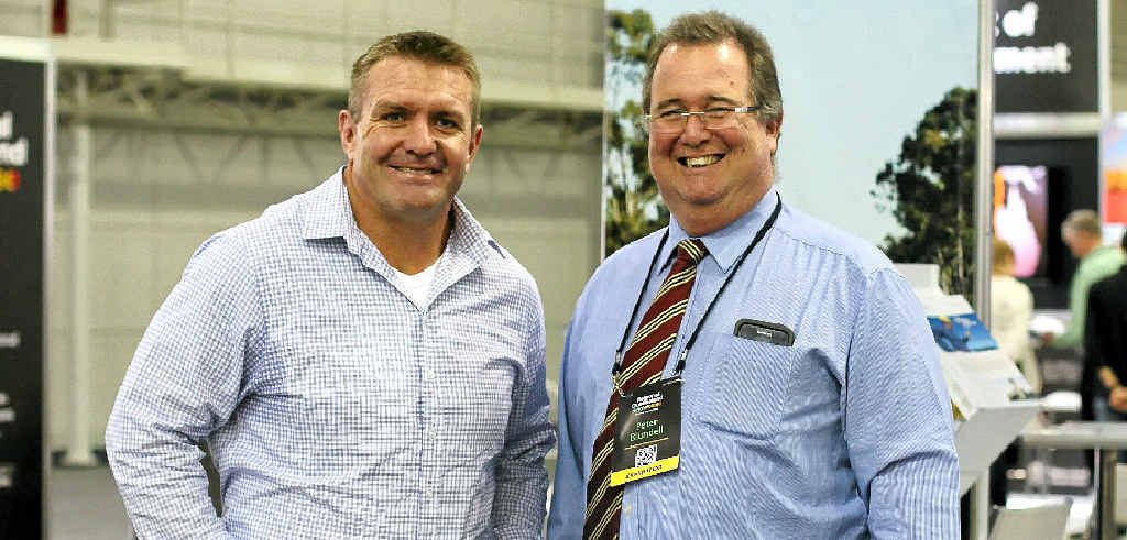 TOURISM SUPPORTERS: Former Leyburn publican Shane Webcke and Southern Downs Mayor Peter Blundell spruiked the Southern Downs at the Regional Queensland Showcase in Brisbane on Saturday.